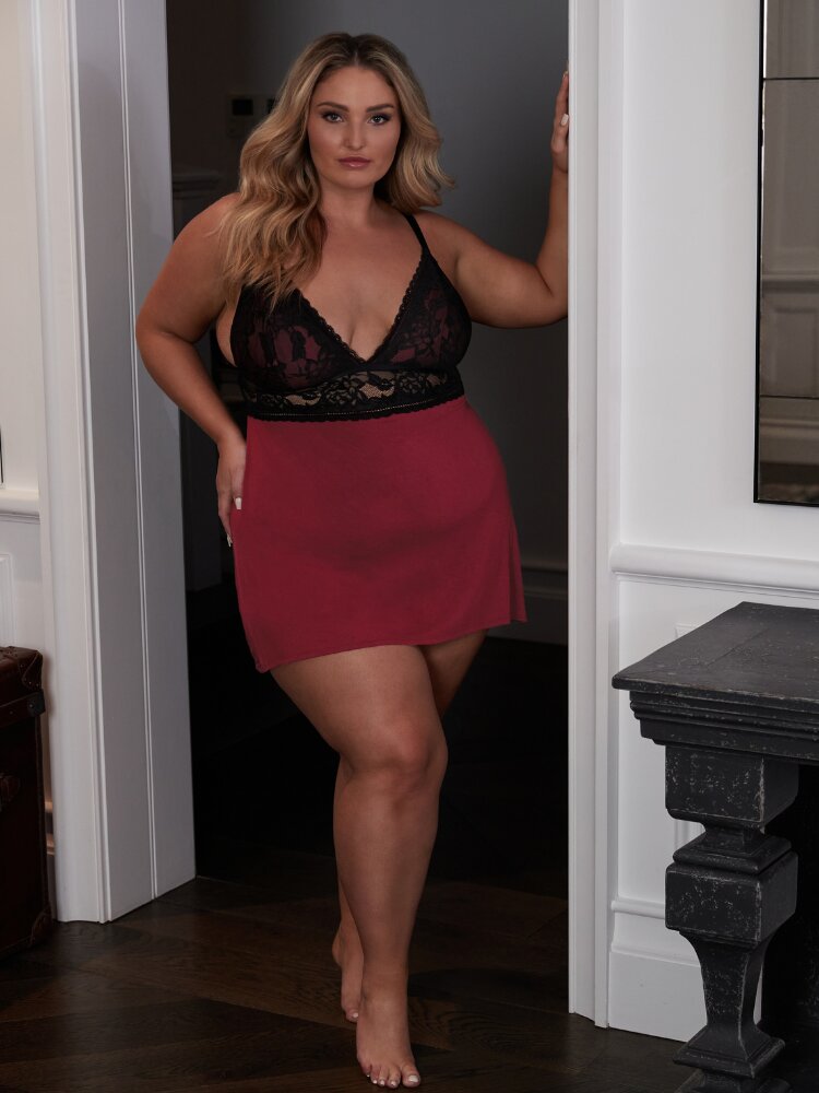 Plus Size Triangle Cup Pajama Chemise - Sensual Sinsations