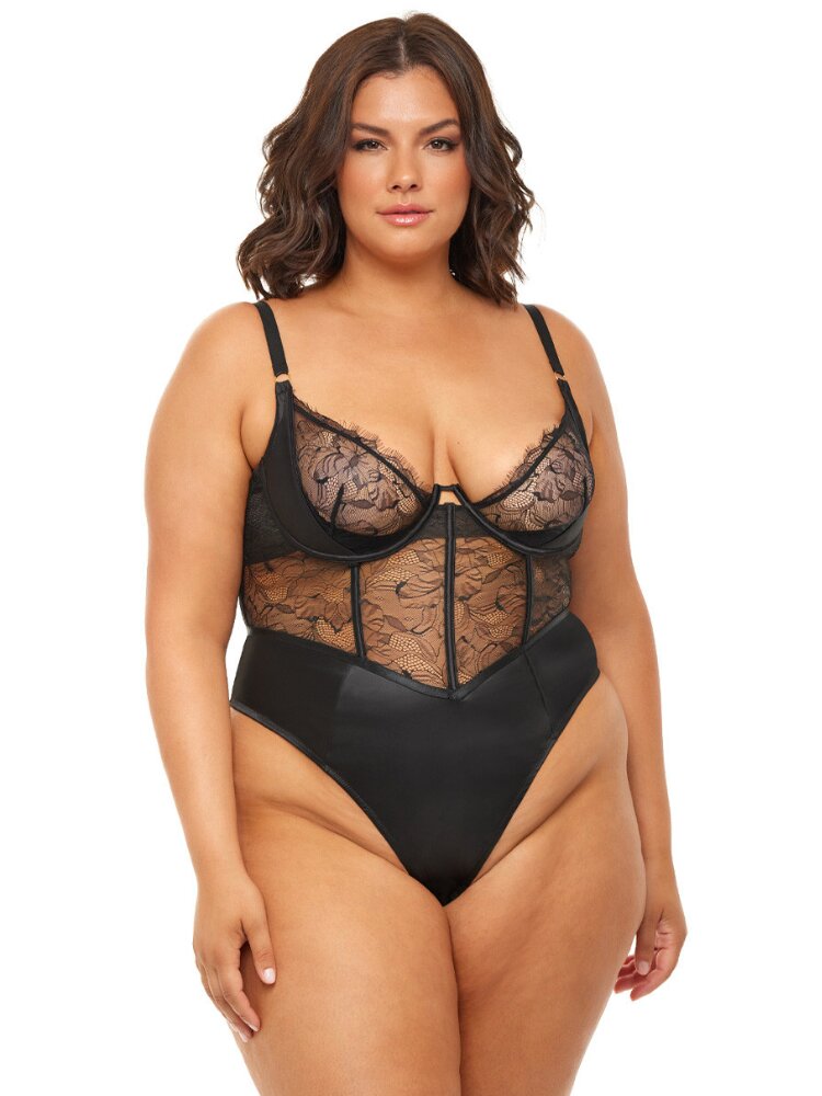 Plus size satin and lace teddy. - Sensual Sinsations