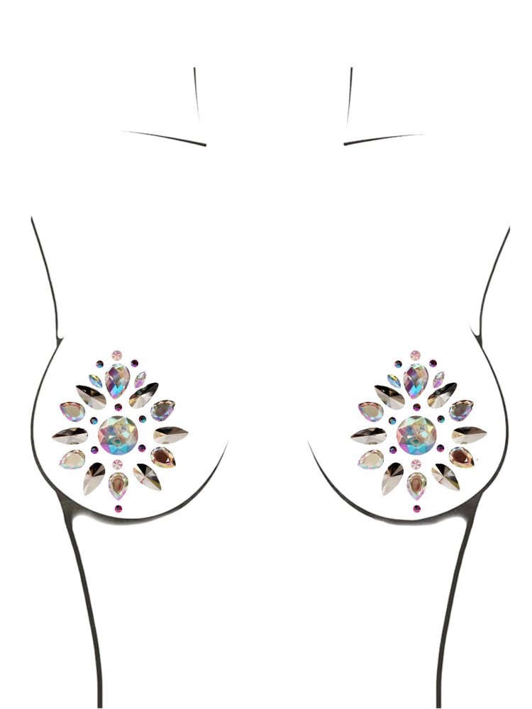 Multi iridescent nipple cover jewel pasties. - Sensual Sinsations