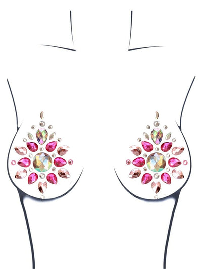 Pink and multi iridescent adhesive nipple cover pasties. - Sensual Sinsations
