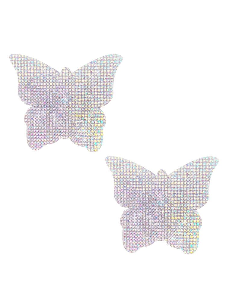 Bling iridescent butterfly crystal jewel nipple pasties. - Sensual Sinsations