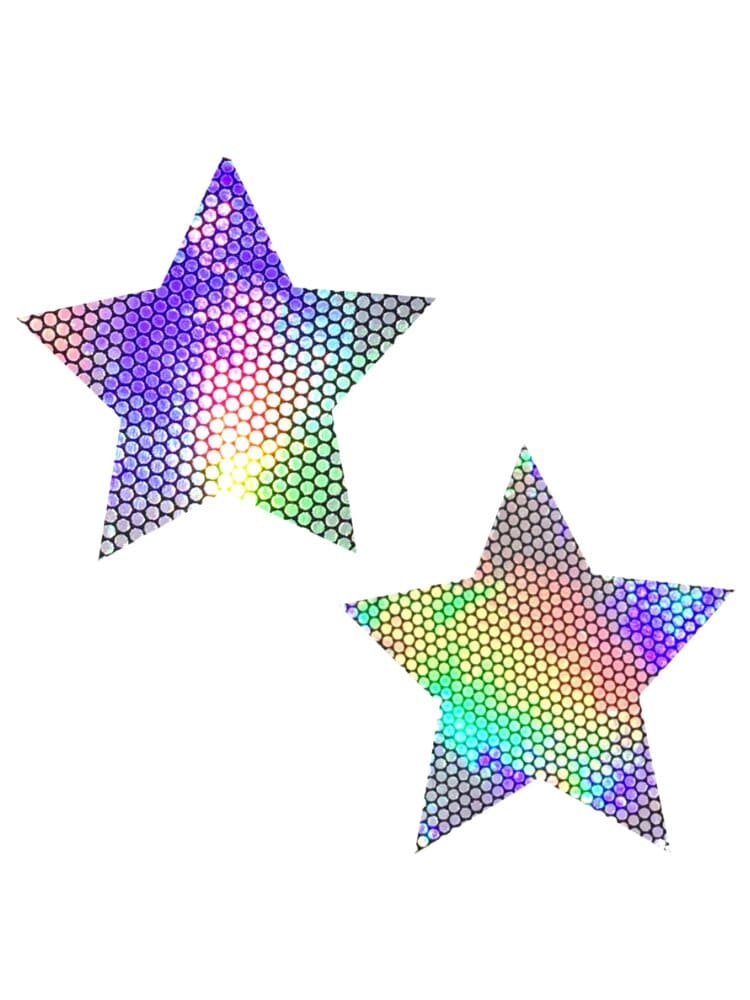 Silver star holographic pary nipple cover pasties. - Sensual Sinsations