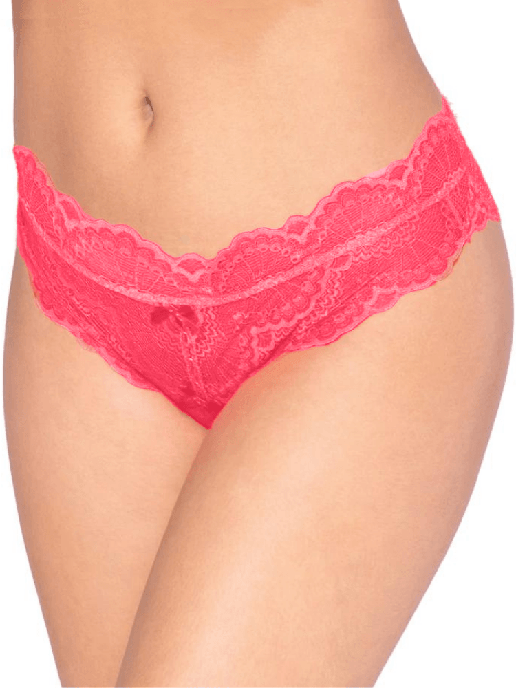 Tanga Open-Crotch Coral Lace Panty - Sensual Sinsations