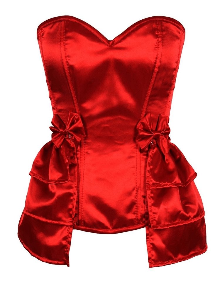 Red satin corset with removeable petit coat skirt