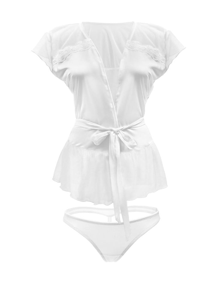 Sweet White Mesh Bed Jacket Set - Sensual Sinsations